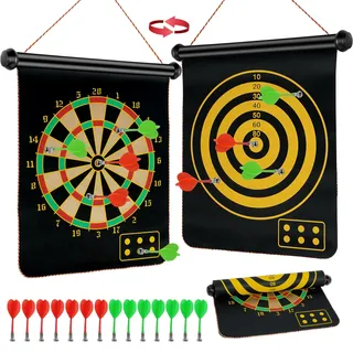 Flintronic Doppelseitiges magnetisches Dartscheiben-Set, 38,1 cm, mit 14 Dartpfeilen
