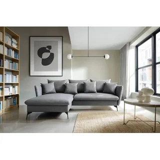 Ecksofa OTTO HOME "LIVORNO,258 cm, L-Form", grau (anthrazit), B:258cm H:91cm, 100% Polyester;PU-Schaum und Nosag-Federung.;Federung Ottoman : 12 x Feder Type B 1650mm;Ferderung 2 Sitzer: 10 x Feder Type B 650 mm;Sitz und Funktion: Schaum T30/40 8 cm., Sofas, Ecksofa, Schlaffunktion u. Bettkasten (139/224cm), Samt, Struktur, Webstoff