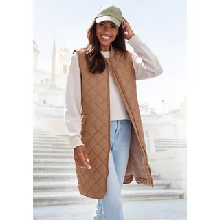 Longweste FRENCH CONNECTION, Damen, Gr. M (40/42), braun, Obermaterial: 100% Polyester, unifarben, gerade wadenlang, Westen Longweste, mit weit geschnittene Schultern