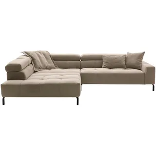 Hom`in Ecksofa , Taupe , Metall , Ottomane links, L-Form , 311x219 cm , Goldenes M, DGM-Klimapakt , Typenauswahl, Fußauswahl, Lederauswahl, Stoffauswahl, planbar, seitenverkehrt erhältlich, Hocker erhältlich , Wohnzimmer, Sofas & Couches, Wohnlandschaften, Ecksofas