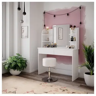 Vicco Vicco, Charlotte mit LED-Spiegel und Hocker (108 x 40 x 142 cm)