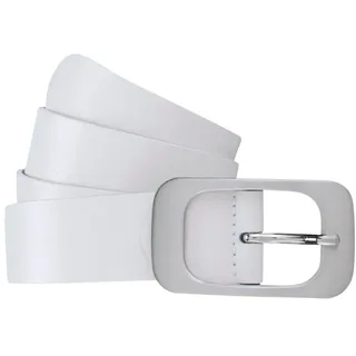 BERND GÖTZ Ledergürtel mit flächiger Schließe, weiß