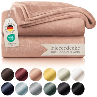 Blumtal Fleecedecke, 130 x 150 cm, puderrosa, Öko-TEX®, Decke für Sofa, Cocooning – Fleecedecke, dick, flauschig, weich und warm, hohe Qualität