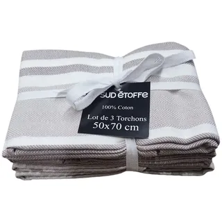 SUD ÉTOFFE 3663408212986 Geschirrtücher, 100% Baumwolle, Leinen, 50 x 70 cm, 3 Stück