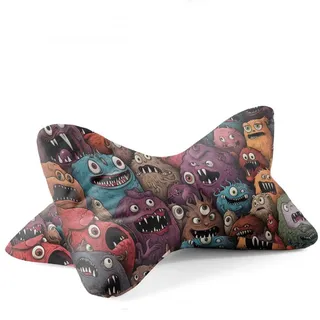 Bookiepad Leseknochen Kids, ergonomische Form für Nacken- oder Lendenstütze, Flexible Stütze für Bücher, im mordernen Design für Kinder (Monster Muster)