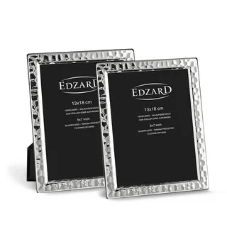 Edzard 2er Set Bilderrahmen Pavia für Foto 13 x 18 cm, edel versilbert, anlaufgeschützt, mit Samtrücken, inkl. 2 Aufhängern, Fotorahmen zum Stellen und Hängen