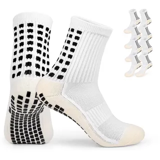 YUFREE SUN Herren-Fußballsocken, rutschfeste Ballsocken, rutschfest, für Fußball-Griffsocken, 4 Paar, Weiss/opulenter Garten, Einheitsgre