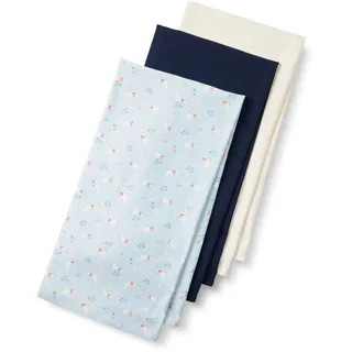 Amazon Essentials x Sofia Grainge Unisex Baby Pucktuch aus Musselin, 107 cm x 107 cm, 3er-Pack, Elfenbein/Gänse/Marineblau, Einheitsgröße