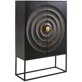 Landscape Highboard , Schwarz , Holz , Akazie , massiv , 2 Fächer , 100x150x40 cm , Wohnzimmer, Wohnwände, Wohnwand-Serien