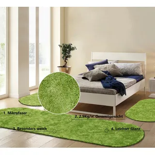 Bruno Banani Hochflor-Bettumrandung »Dana Teppich, Kundenliebling« Höhe 30 mm 3 Stk. tlg. unifarben, Mikrofaser, pflegeleicht, Bettvorleger, Schlafzimmer, grün