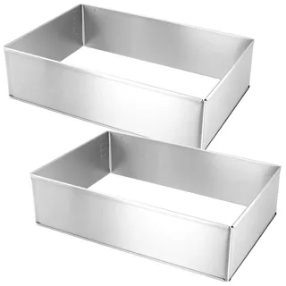 CHUIFAI 2 Stück Backrahmen Rechteckig Verstellbar, verstellbar Backform Rechteckig Edelstahl, Kuchenform Eckig Verstellbar für die Zubereitung von Schichttorten, Ausziehbar bis zu 50x35x8cm