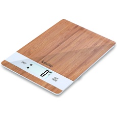 TERRAILLON Bamboo Küchenwaage, USB, wiederaufladbar über USB, automatische Abschaltung – Tara-Funktion und flüssige Umwandlung – Reichweite 5 kg – Bamboo
