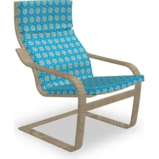 ABAKUHAUS Frühling Poäng Sessel Polster, Blühende Gänseblümchen auf Blau, Sitzkissen mit Stuhlkissen mit Hakenschlaufe und Reißverschluss, Azure Blau Gelb - Blau