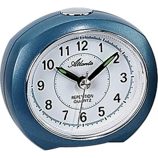 Atlanta 1593/5 Wecker Quarz analog blau leise ohne Ticken mit Licht Snooze - Blau