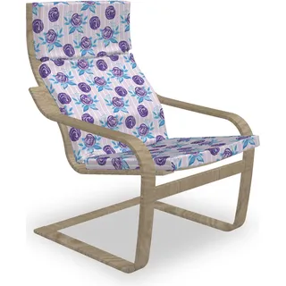 ABAKUHAUS Blumen Poäng Sessel Polster, Abstrakte Rosen auf Streifen, Sitzkissen mit Stuhlkissen mit Hakenschlaufe und Reißverschluss, Baby Pink Sky Blue - Rosa