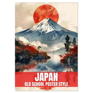 Calvendo Japan - Old School Poster Style (Wandkalender 2026 DIN A2 hoch), CALVENDO Monatskalender: Eine Sammlung von Poster über Japan in Old School Style