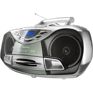Karcher RR 510(N) - tragbares CD Radio (CD Player mit Kassette, FM Radio, Boombox, kleiner Kinder CD Spieler, MP3-Player, USB, Stereoanlage, Kompaktanlage, Batterie/Netzbetrieb)