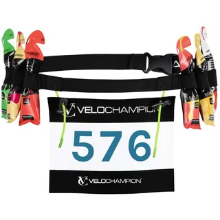 VeloChampion Leichter Laufgürtel Hüfttasche Für Herren & Damen – 6 Energiegel-Schlaufen – Elastische Passform Startnummernhalter – Keine Sicherheitsnadeln Nötig – 2 oder 3 Stopper Design