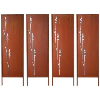 Vevor Paravent 50x160 cm 4er-Pack, Raumteiler, Trennwand mit Erdspießen & Kohlenstoffstahlplatte, Sichtschutz, Raumtrenner, Dekorative Sichtschutzwand für Garten, Terrasse, Hof, Balkon