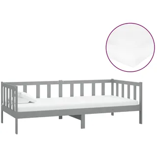 vidaXL Tagesbett mit Matratze 90x200 cm Grau Kiefer Massivholz - Grau