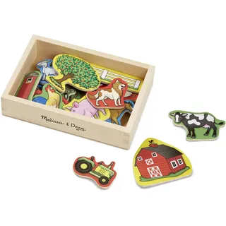 Melissa & Doug - Magnete Bauernhof und Tiere Holz, Magnete Kinder, Magnettiere für Magnettafel und Kühlschrankmagnete Kinder, Magnet Spielzeug, Magnetspiel ab 2 3 4