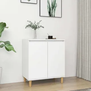 vidaXL Sideboard mit Massivholz-Beinen Weiß 60x35x70 cm Holzwerkstoff - Weiß