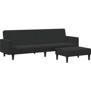 Schlafsofa 2-Sitzer mit Fußhocker Schwarz Samt - Schwarz