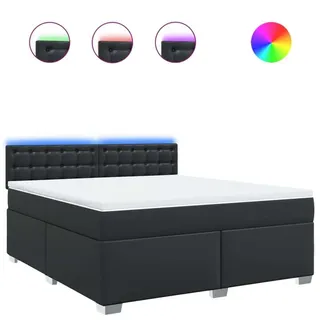 vidaXL Boxspringbett mit Matratze Schwarz 180x200 cm Kunstleder