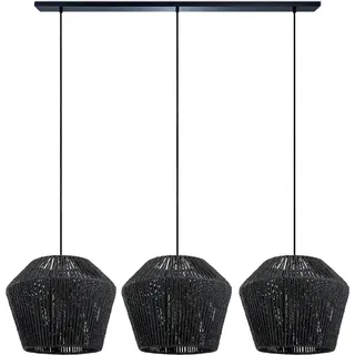 Paco Home Hugo 3-flg. E27 33 cm Rattan/Schwarz