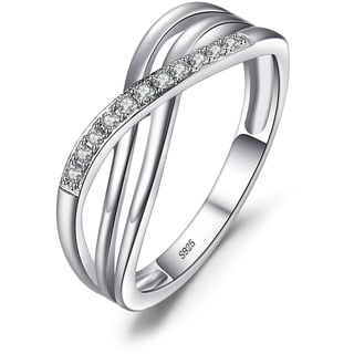 JewelryPalace Infinity Wickelring Verlobungsring Unendlichkeit Promise Eheringe Ring Silber 925 Damen, Zirkonia Silberringe Trauringe Damenring Hochzeitsringe Antragsring Ringe, Damen Schmuck 48