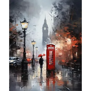 Malen Nach Zahlen Erwachsene London, Big Ben Malen Nach Zahlen für Erwachsene, Paint by Numbers Adult auf Leinwand ohne Rahmen, DIY Acryl Painting by Numbers für Home Wall Decor Geschenk 40x50 CM