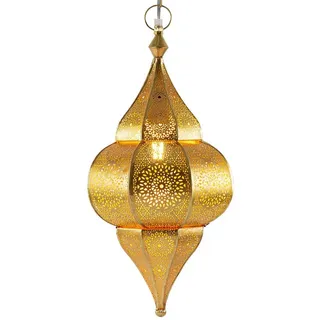 Marrakesch Orient & Mediterran Interior Orientalische Lampe Hängelampe aus Metall E27 Lunar Gold 40cm