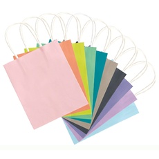 Bild von 21819/7 - Papiertüten aus Kraftpapier, Geschenktüten, 7 Stück, ca. 18 x 8 x 21 cm, farbig sortiert - zum Basteln, Verzieren und Verschenken