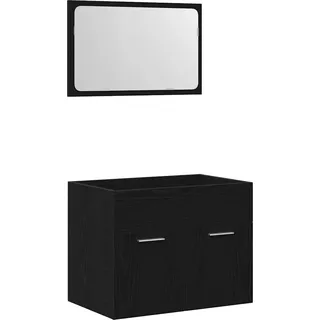 vidaXL 2-tlg. Badmöbel-Set Schwarz Eichen-Optik Holzwerkstoff - Schwarz