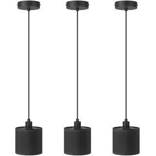 Klighten 3 Stück Pendelleuchte E14 Stoffschirm, ohne Leuchtmittel, Schwarz