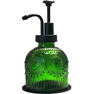 Birugen Vintage-Seifenspender für Badezimmer, Glas, Küche, Flüssigseifenspender mit Pumpe, Bauernhaus, Antik-Optik, niedlich, klein, rustikale Dekoration (grün)