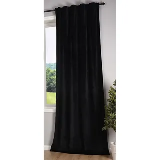 Gardinenbox Verdunkelung Vorhang »Milano« Samt Blickdicht Schlaufenband Tunneldurchzug Blackout Bügelband kürzbar Schwarz 1 Stück HxB 280x135 cm, 20357