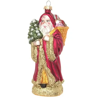 Krebs Glas Lauscha Christbaumschmuck Glas Santa Geschenkkorb & Baum 17cm multicolor