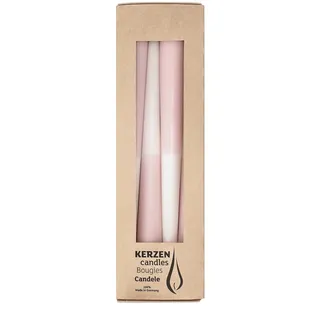 Spitzkerzen Two Tone/Dip Dye, 4 Stück, H25xØ2,3cm, 8 Stunden, Made in Germany, RAL-zertifiziert (Weiß & Rosa/Pink)