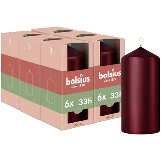 Bolsius - Special Essentials - Glatte Stumpenkerzen - 4 stk; - Rot Metallic - 12cm - Dekorative Kerzen - Enthält natürliches Pflanzenwachs - Ohne Palmöl