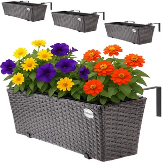Polyrattan Blumenkasten 4er-Set Braun