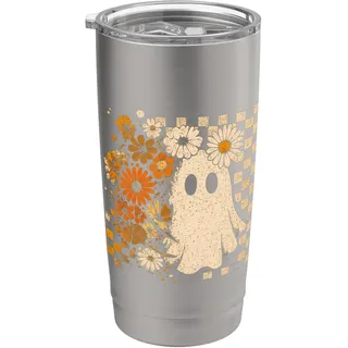 Skandinavische Volkskunst Halloween Ghost Boho Herbst Damen Top Doppelwandiger Edelstahl-Thermobecher