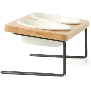 Erhöhten Katzen Keramik Näpfe Kleiner Hund Essen Fütterung Geschirr Solid Bambus