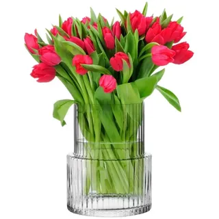 KROSNO Sparkle Glasvase geriffelt 20 cm – Bleifreies Kristallglas, Dekorative Vase für Blumen & Sträuße, Modernes Design, Handgefertigt, Made in Europe