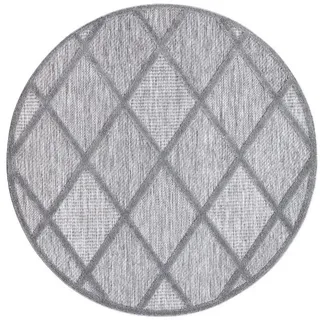 Carpet City »In-& Outdoorteppich Santorini 457, 3D-Effekt, Raute-Look« rund 200x200 cm, Oeko-Tex® Standard 100, pflegeleicht, UV-beständig für Terrasse, Balkon, Küche, Flur,