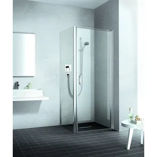 Kermi Liga Pendeltür mit Drehtür rechts 214 x 200 cm Silber Mattglanz/Klarglas 1WR090201AK