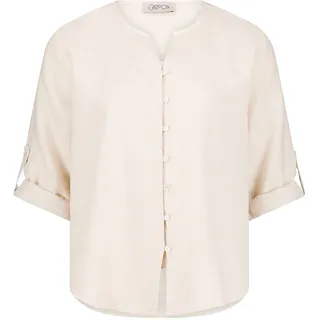 Klassische Bluse CARTOON "Leinenbluse mit V-Ausschnitt", Damen, Gr. 38, beige (oat milk), Obermaterial: 100% Leinen LI., Blusen Klassische Bluse