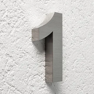 3D Hausnummer 1 Edelstahl V2A unbeleuchtet Arial