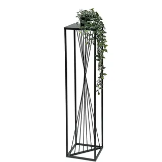 DanDiBo Blumenhocker Eckig Metall Schwarz 100 cm 96458 , 24x100x24 cm , Wohnzimmer, Wohnzimmertische, Blumenständer