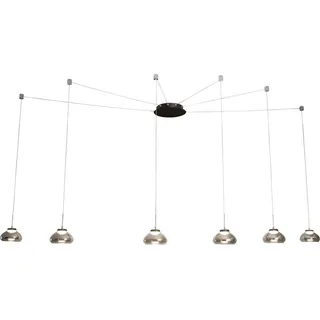Fabas Luce Led-Pendelleuchte , Grau, Schwarz , Metall, Glas , 350 cm , ISO 9001 , höhenverstellbar , Lampen & Leuchten, Innenbeleuchtung, Hängeleuchten, Pendelleuchten